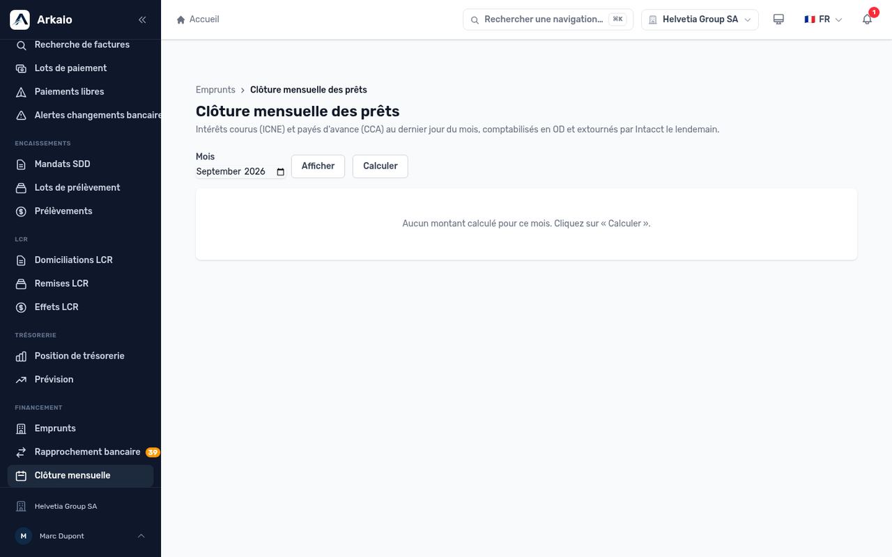 Clôture mensuelle des prêts