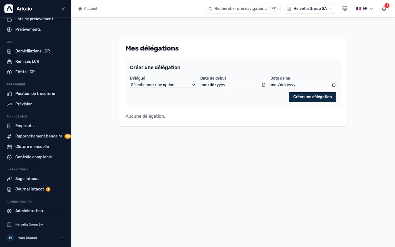 Délégations de validation